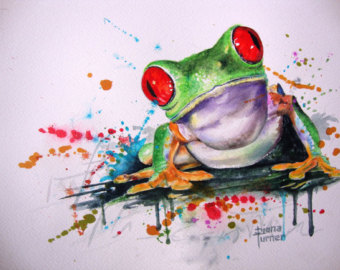 340x270 Kids Wall Art Tree Frog Watercolor Painting Giclee Art Print - Frog Painting For Kids