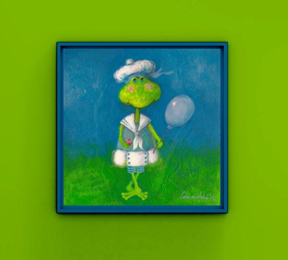 570x515 Baby Girl Nursery Print Frog Art Print Kid Painting Frog Kids - Frog Painting For Kids