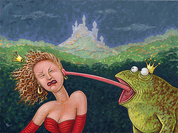 600x450 Fairy Tales The Frog Prince Painting By Holly Wood - Frog Prince Painting