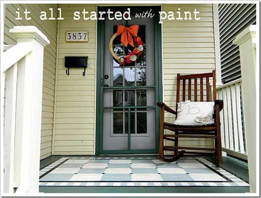 525x398 Using Porch Floor Paint To Create A Painted Rug And Numbered Steps - Front Porch Painting
