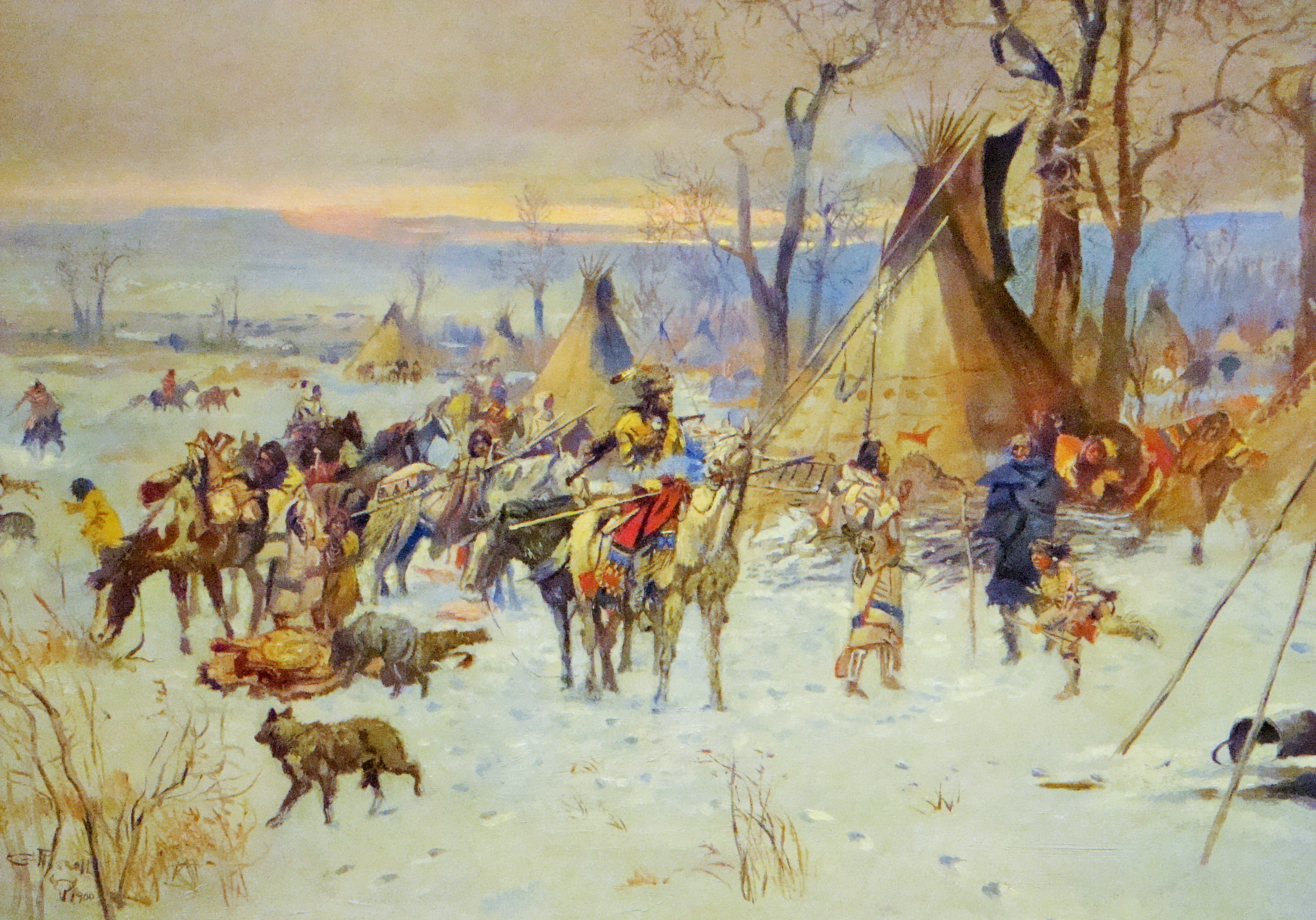 3264x2282 Charlie Russell Painting The Frontier Virtual Montana - Frontier Painting