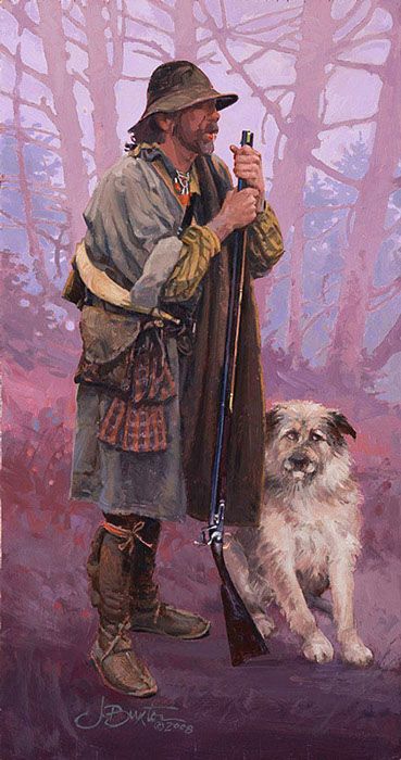 369x700 Painting By John Buxton - Frontiersman Painting