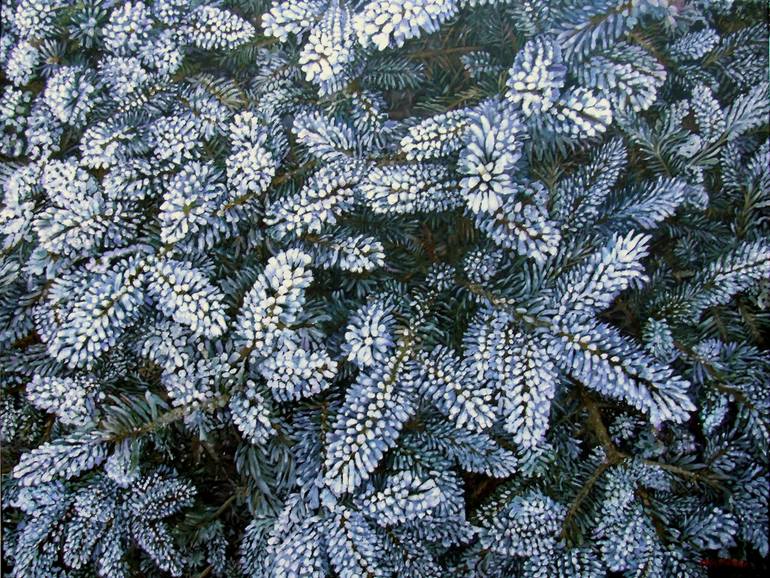 770x578 Saatchi Art Frost On Pine Needles Painting By Chris Whittaker - Frost Painting