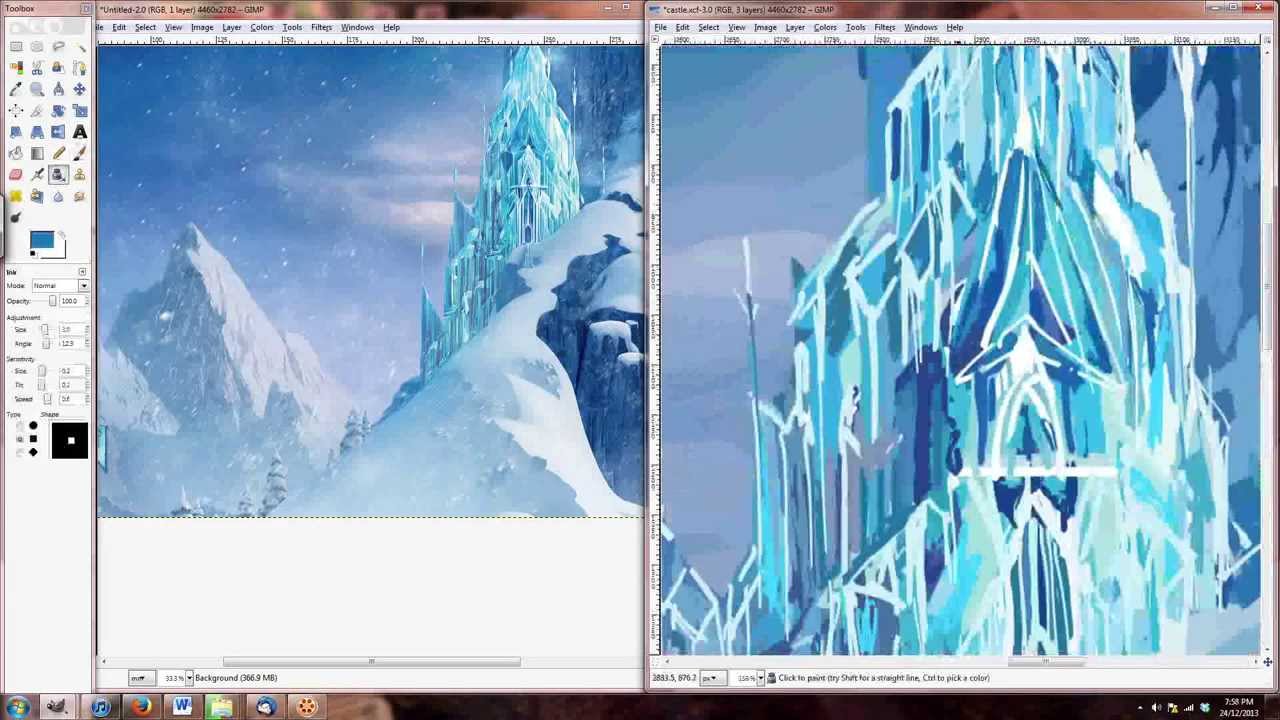 1280x720 Digital Painting Of The Frozen Castle - Frozen Castle Painting