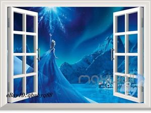 300x225 Disney Frozen Elsa Castle 3d Window Wall Decals Removable Stickers - Frozen Castle Painting