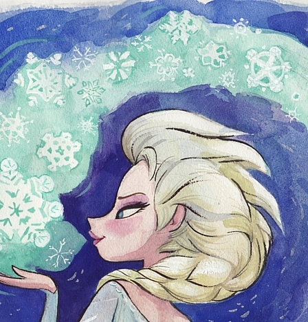 448x468 Frozen Elsa Painting Original Watercolor - Frozen Painting