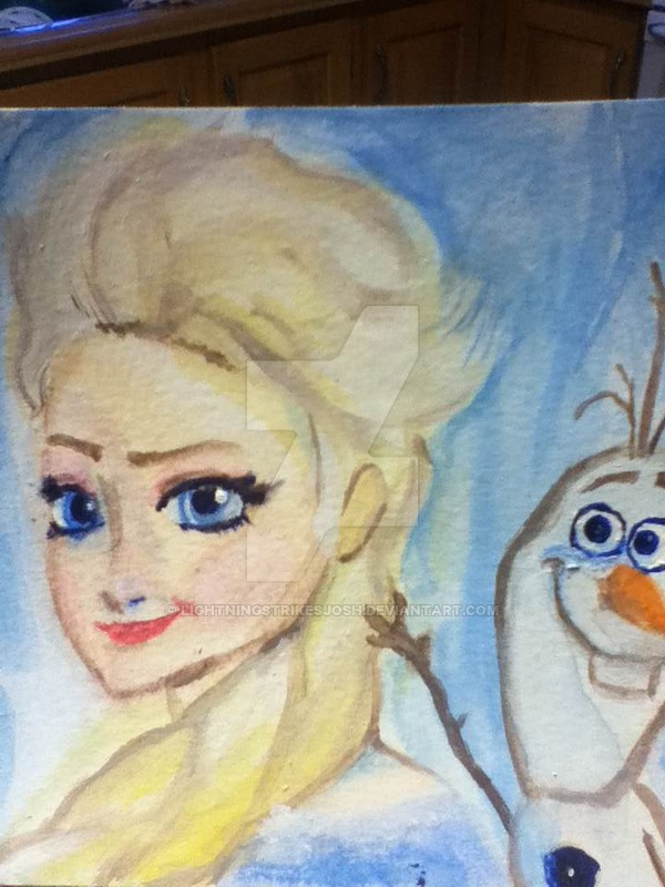 600x800 Frozen Elsa And Olaf Water Color Painting By Lightningstrikesjosh - Frozen Painting
