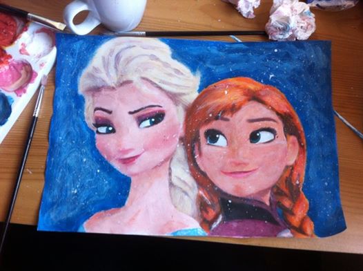 526x392 Painting Of Elsa And Anna From Disney's Frozen! By Cuddlesluttt - Frozen Painting