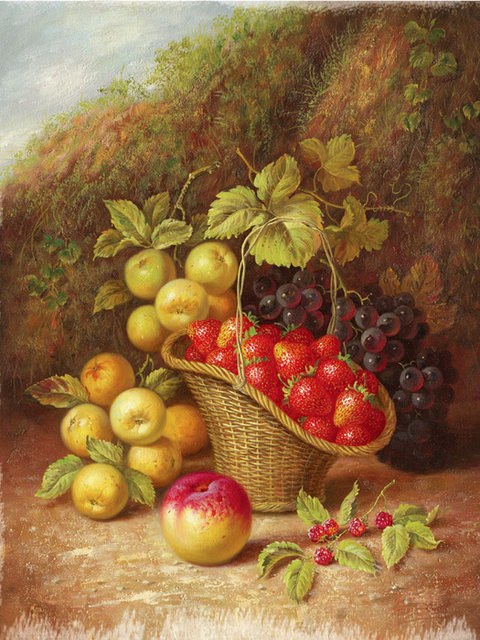 480x640 Online Shop Free Shipping Strawberry Scenery Oil Painting Still - Fruit Basket Oil Painting