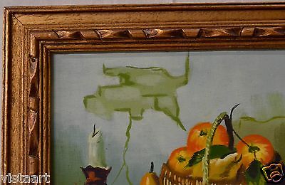 400x260 Vintage Fruit Basket Oil Painting On Wood Panel W. Golden Antique - Fruit Basket Oil Painting