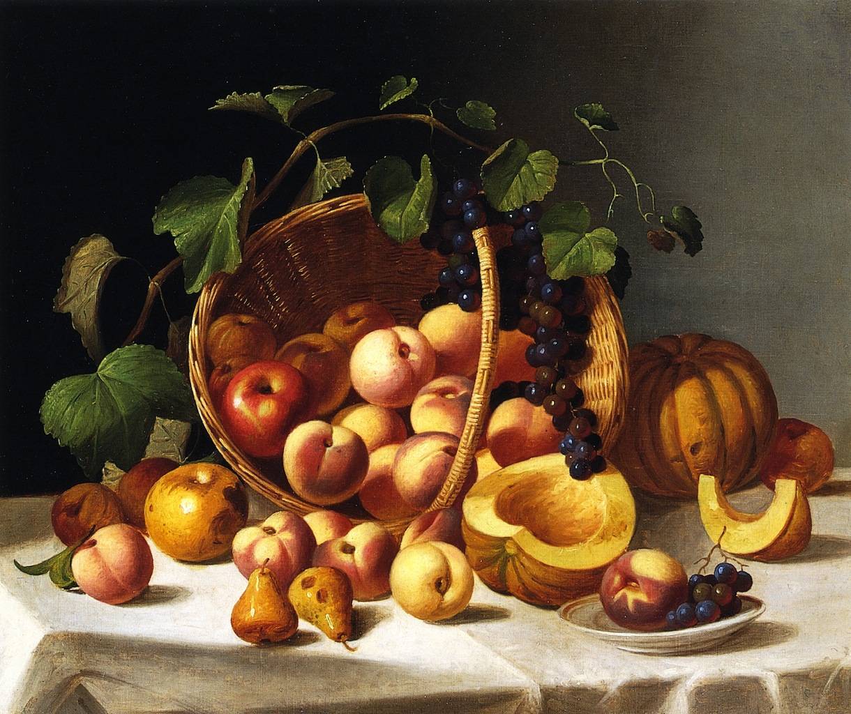 1220x1024 Basket Of Fruit John F Francis Oil Painting Reproductions - Fruit Basket Oil Painting