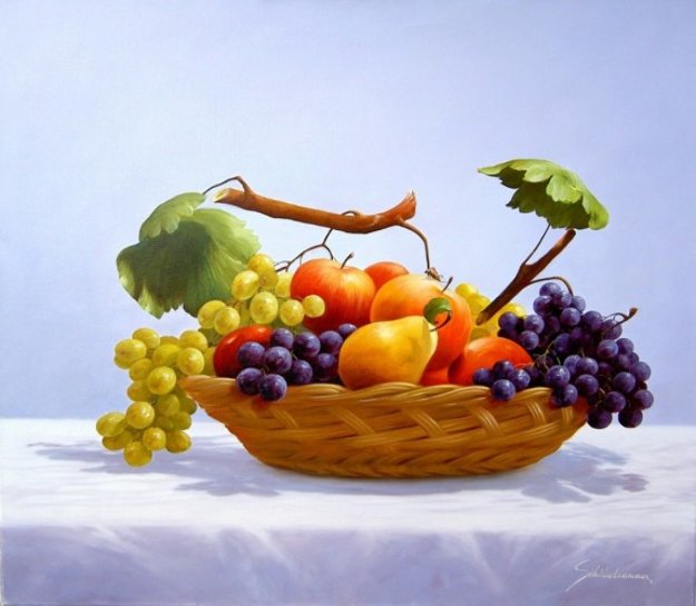 625x545 Fruit Basket 2010 27x31 By Heinz Scholnhammer - Fruit Basket Painting