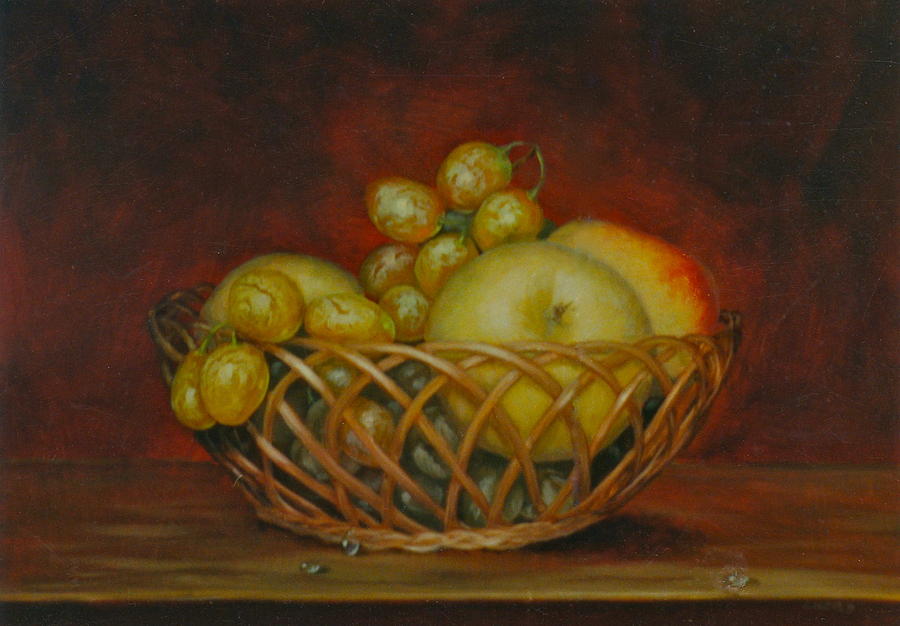 900x626 Fruit Basket Painting By Erika Lukacs - Fruit Basket Painting