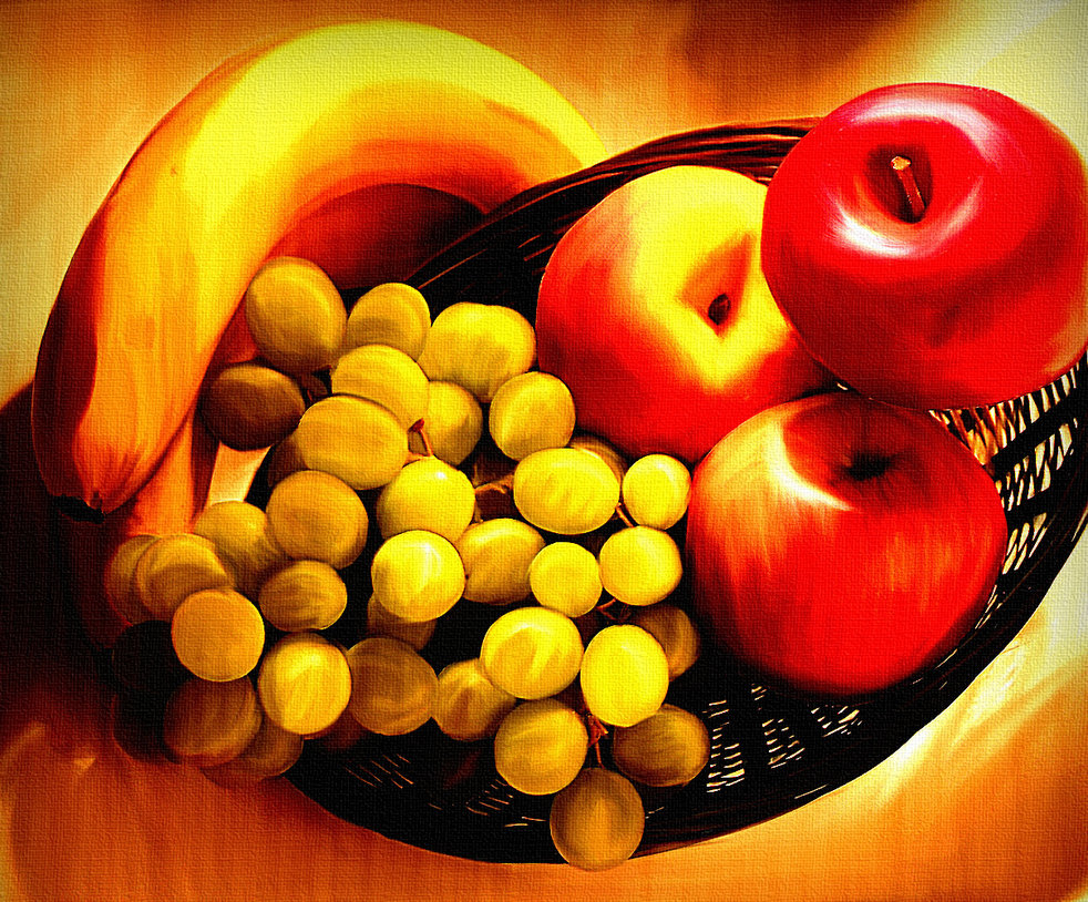 982x814 Fruit Basket Pastel - Fruit Basket Painting