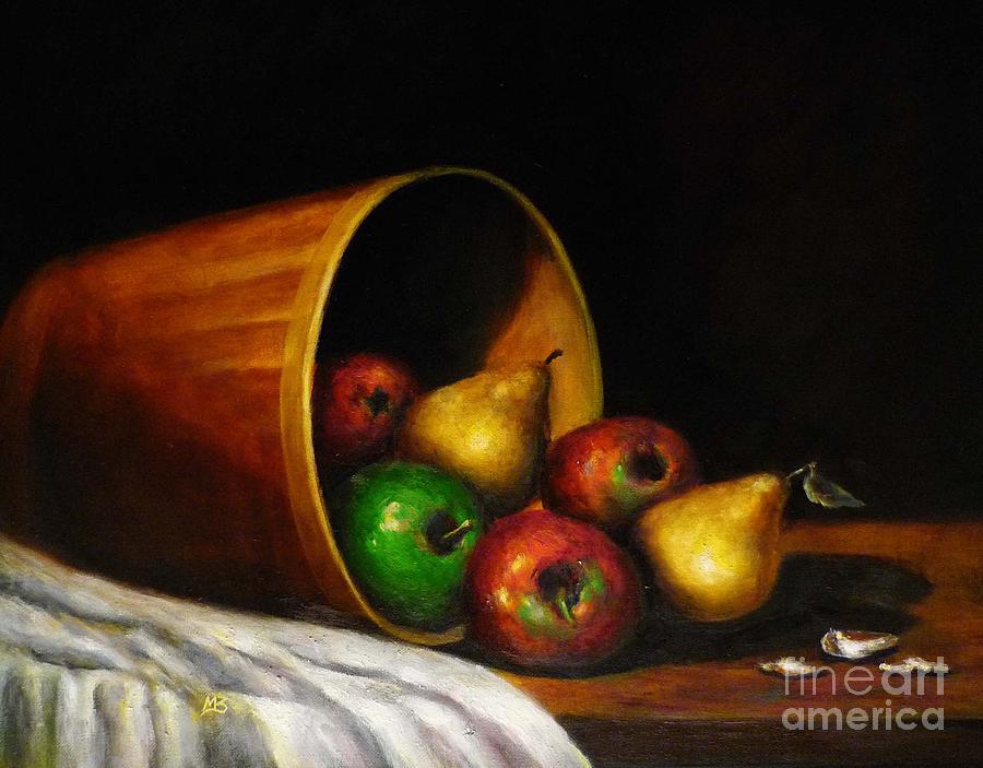 900x703 Basket With Fruits Painting By Mm Zurahov - Fruit Basket Painting