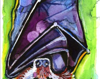 340x270 Fruit Bat Painting Etsy - Fruit Bat Painting