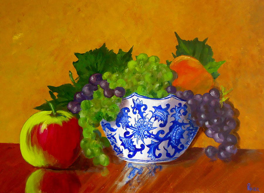 900x661 Fruit Bowl Ii Painting By Pete Maier - Fruit In A Bowl Painting