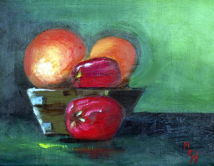 900x700 Fruit In A Bowl Painting By Margaret Harmon - Fruit In A Bowl Painting