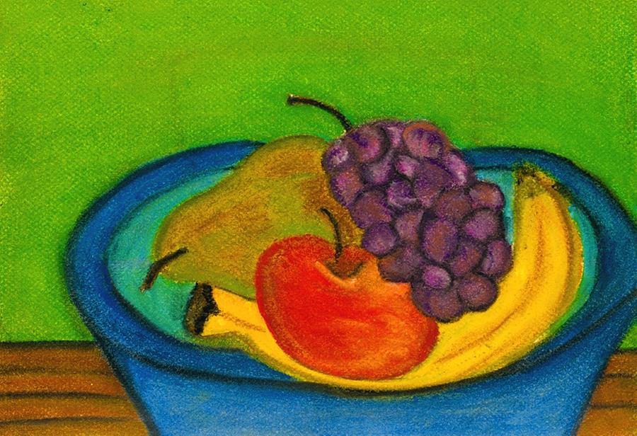 900x616 Fruit In Bowl Drawing By Katina Cote - Fruit In A Bowl Painting
