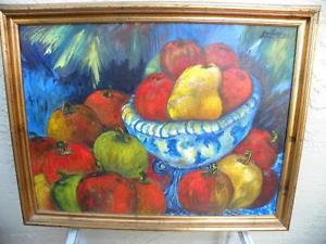 300x225 Eszter Gyory (1944 ) Gorgeous Fruits In A Bowl 94 Oil Painting - Fruit In A Bowl Painting