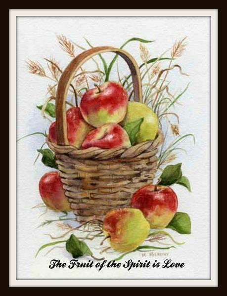 459x599 Vintage Scripture Art Print The Fruit Of The Spirit Is Love - Fruit Of The Spirit Painting