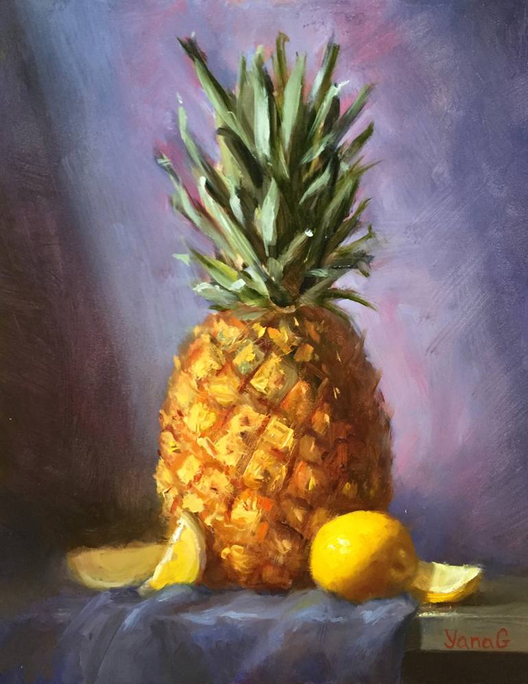 770x996 Saatchi Art Pineapple And Lemons Painting. Original Oil Painting - Fruit Oil Painting