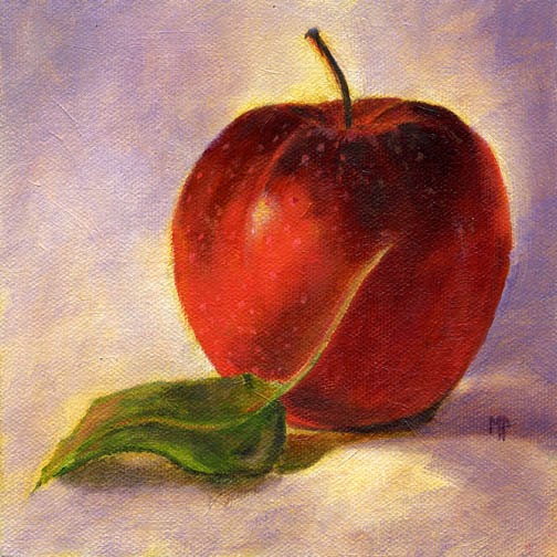 504x504 Marina Petro ~ Adventures In Daily Painting Apple Amp Leaf, Still - Fruit Painting