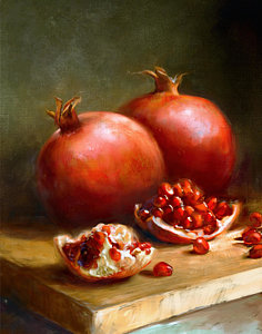 236x300 Pomegranates Painting By Robert Papp - Fruit Painting