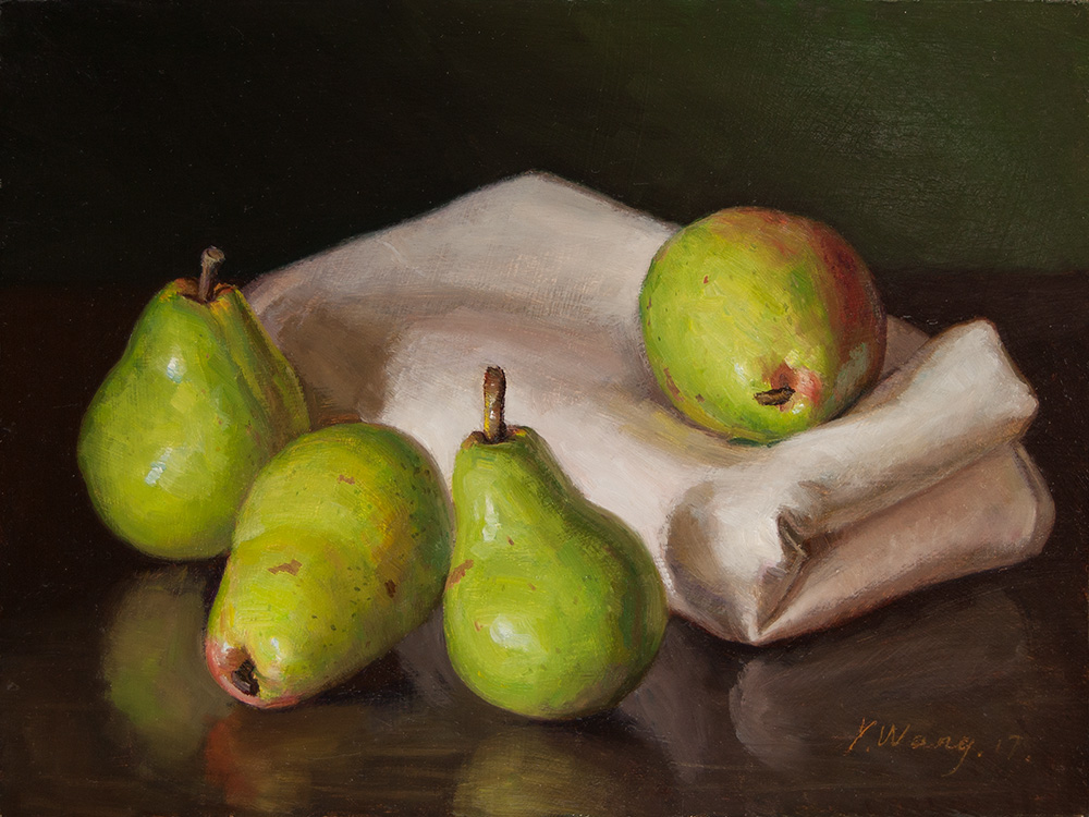 1000x750 Wang Fine Art Pears Painting Still Life Fruit Painting Original - Fruit Painting
