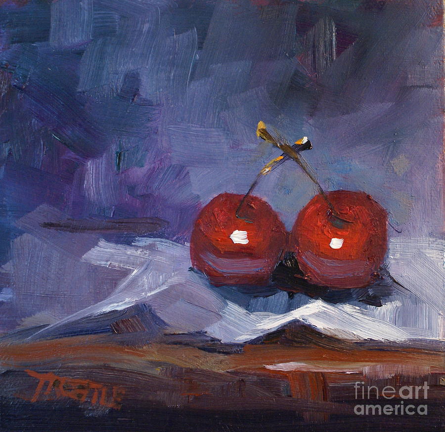 900x874 Cherries Fruit Print Painting Painting By Patti Trostle - Fruit Painting