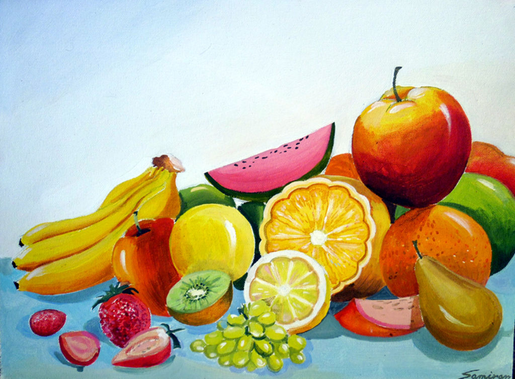 1024x754 Colourful Fruit Composition Iii Samiran Sarkar - Fruit Painting