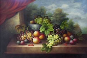 300x198 Quality Hand Painted Oil Painting Still Life With Table Fruits - Fruits Painting Images