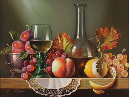 550x415 Raymond Campbell, Original Oil Painting On Panel, Fruits And Fine - Fruits Painting Images