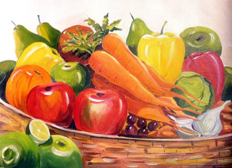 770x556 Saatchi Art Fruits (Still Life) Composition Is A Acrylic - Fruits Painting Images