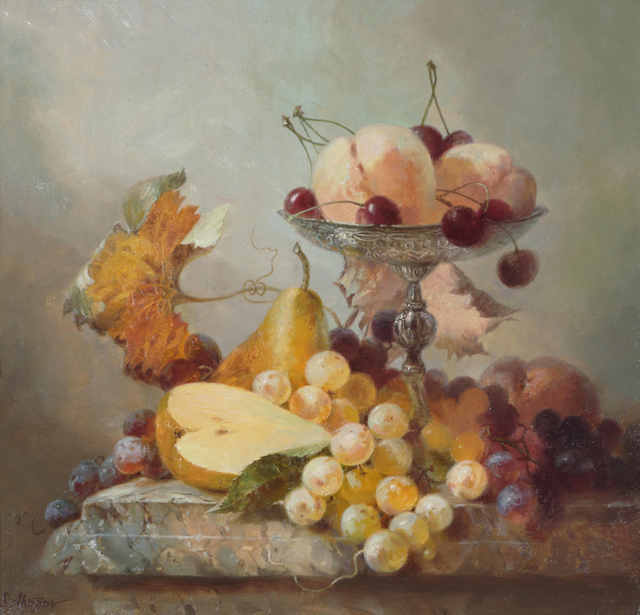 640x615 Serge Akopov Artwork Fruits Original Painting Oil Still Life Art - Fruits Painting Images