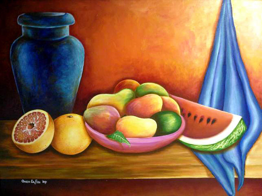 900x674 Still Life Of Fruits Painting By Owen Lafon - Fruits Painting Images