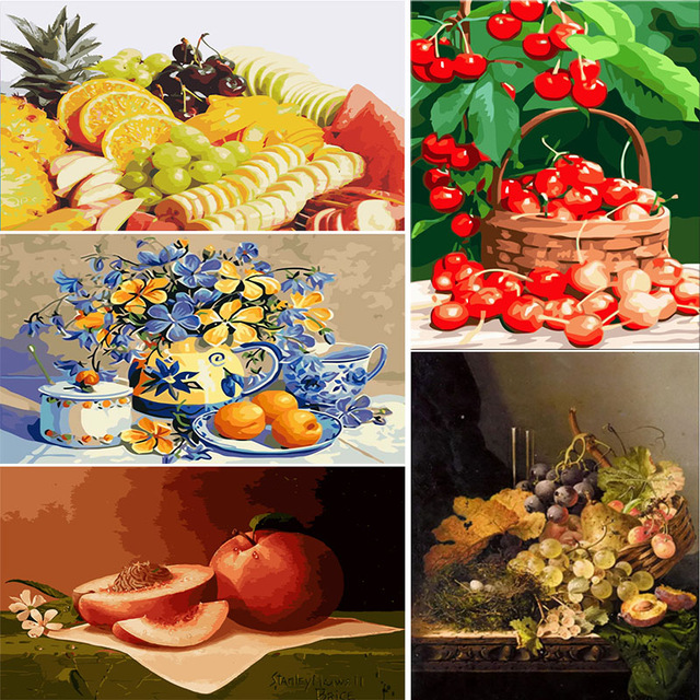 640x640 Diy Painting By Numbers Kit Flower Fruits Painting Still Life - Fruits Painting Images