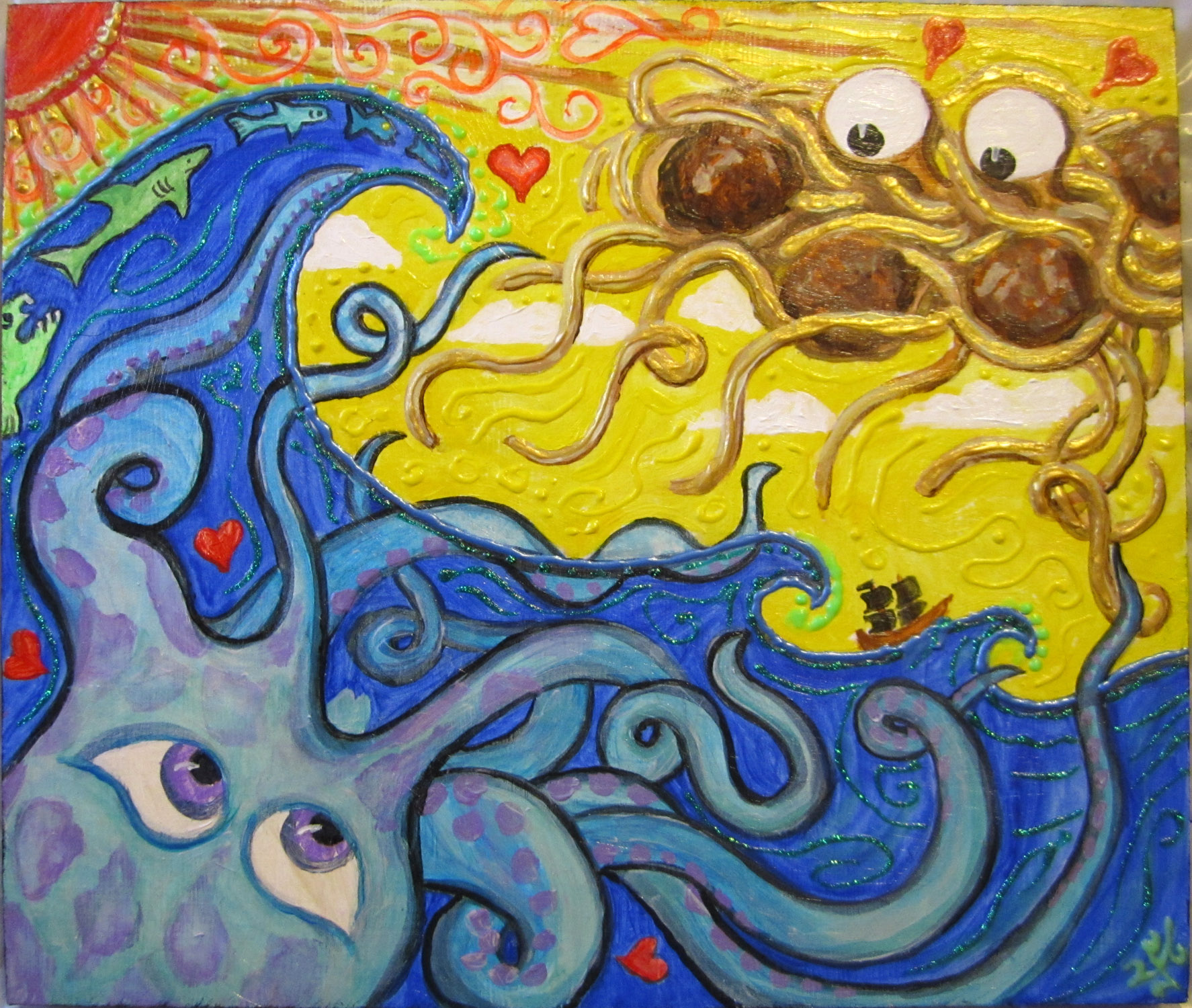 1774x1500 Flying Spaghetti Monster Liz Lamanche - Fsm Painting