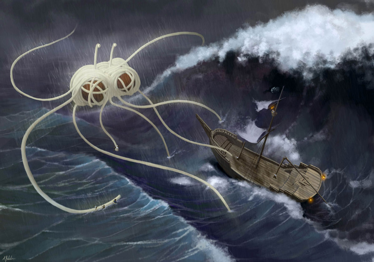 1200x839 New Painting By Milek Church Of The Flying Spaghetti Monster - Fsm Painting