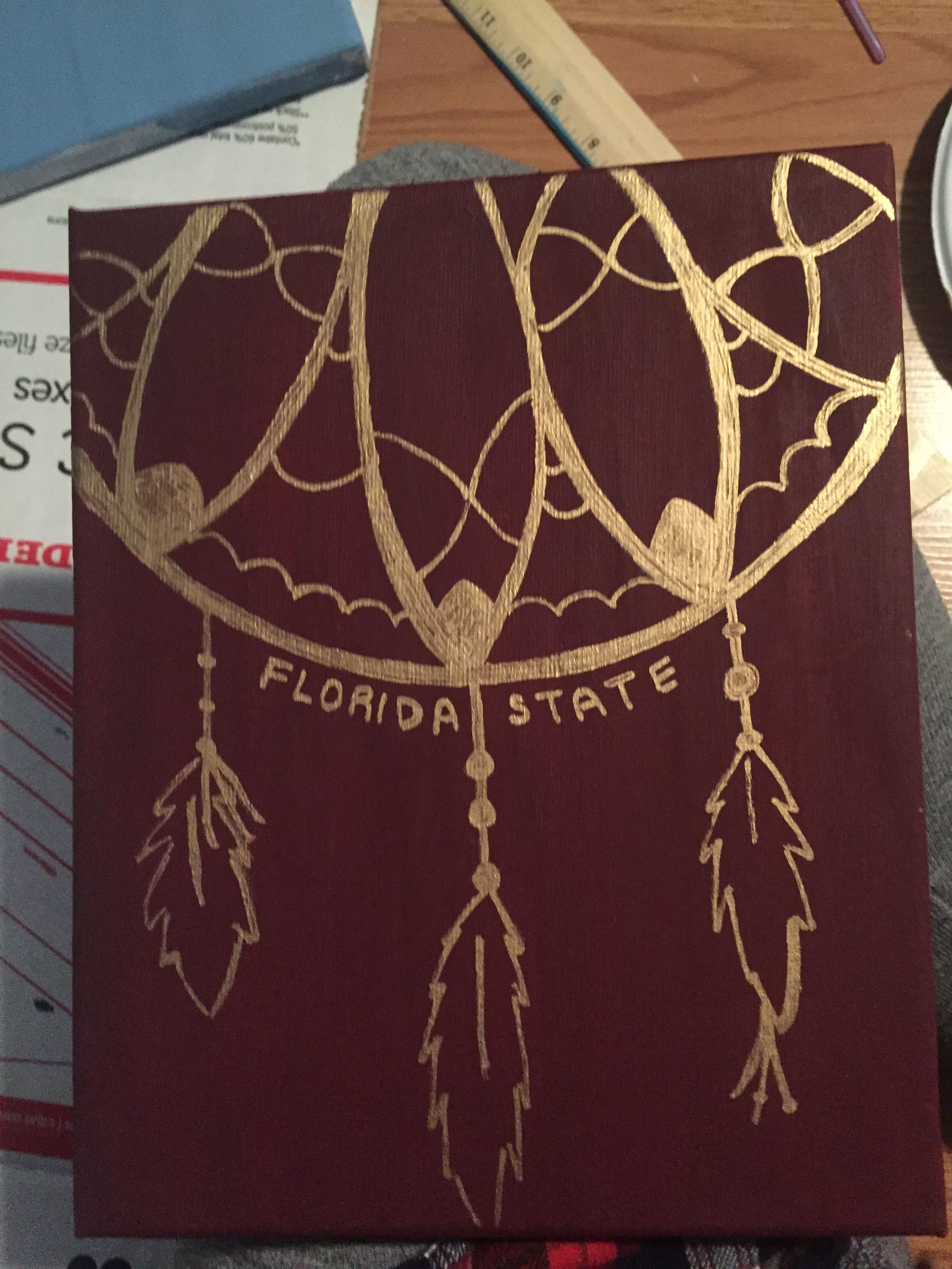 2448x3264 Fsu Canvas Tips Made This With A Gold Paint Pen And Traced - Fsu Painting