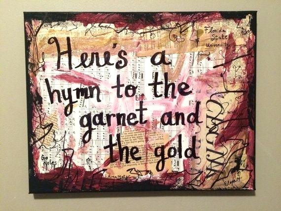 570x428 Fsu Decor Music Art Painting State University Book Art Mixed Media - Fsu Painting