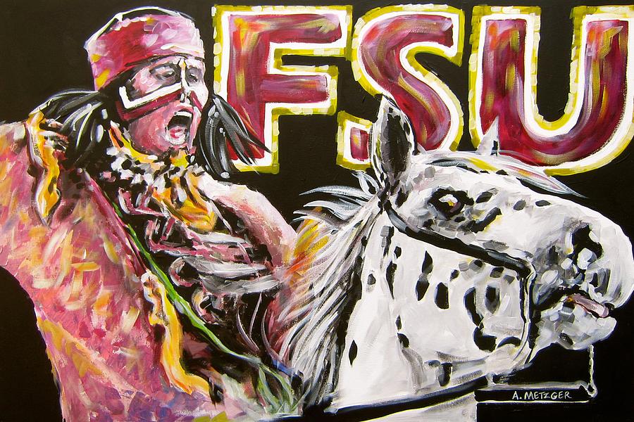 900x600 Fsu Mascot Painting By Alan Metzger - Fsu Painting