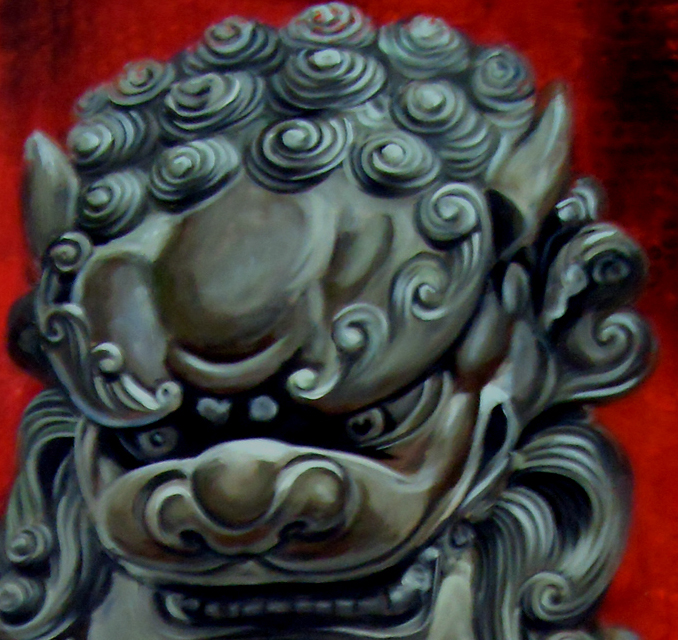 678x640 Foo Dogs Painting - Fu Dog Painting