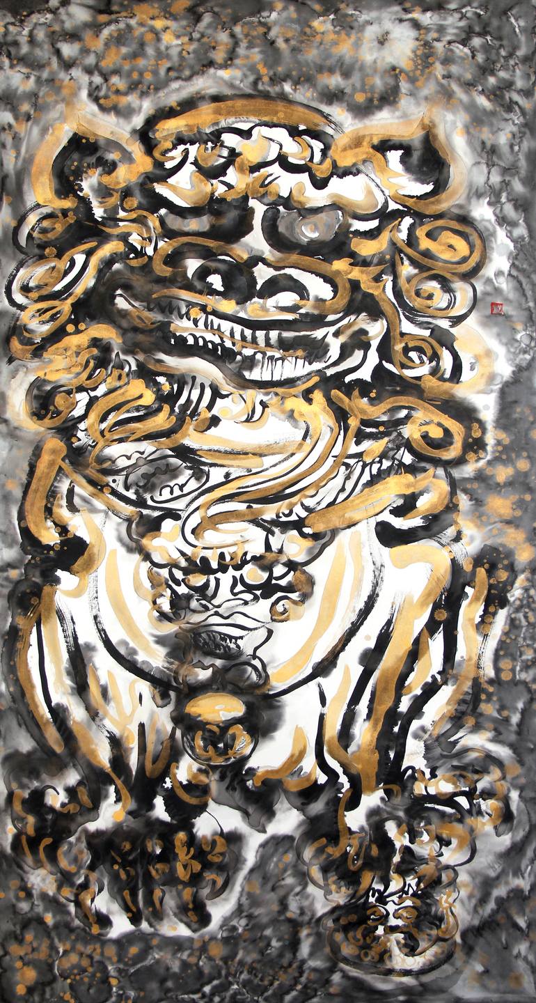 770x1440 Saatchi Art Fu Dog Series019 Painting By Poon Kanchi - Fu Dog Painting