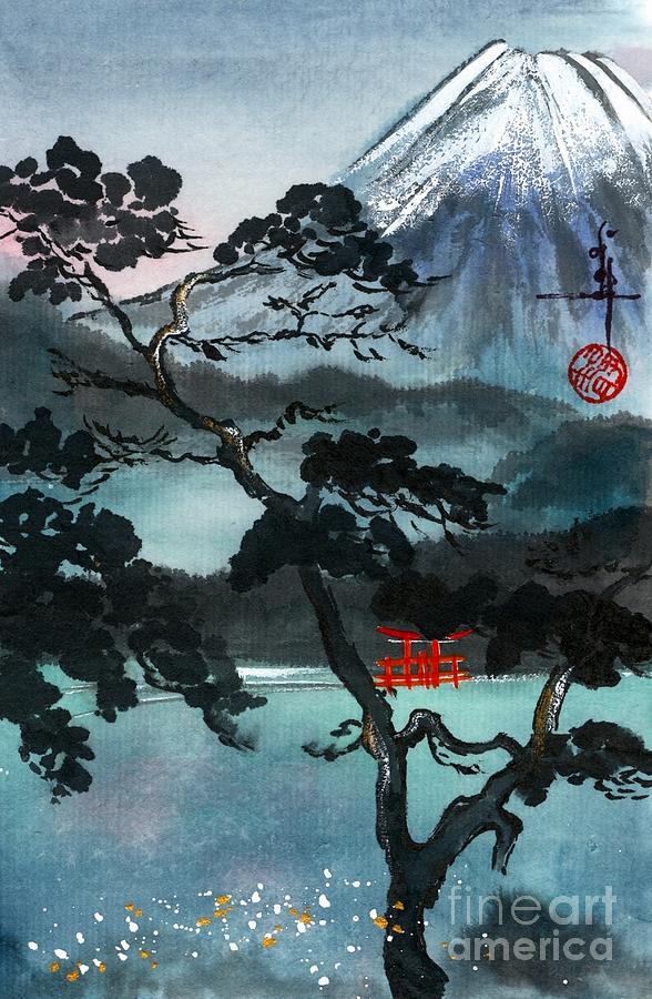 588x900 Mt Fuji Painting Mt Fuji Painting Linda Smith Piasa - Fuji Painting