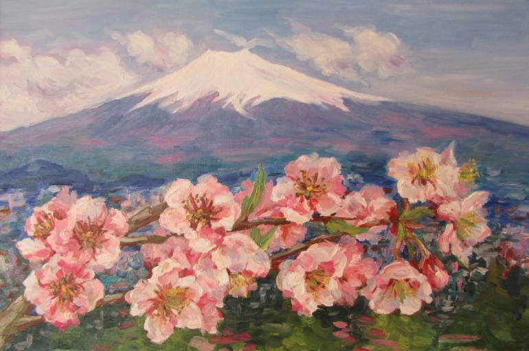 770x512 Saatchi Art Fuji San And Sakura Painting By Maria Ermilova - Fuji Painting