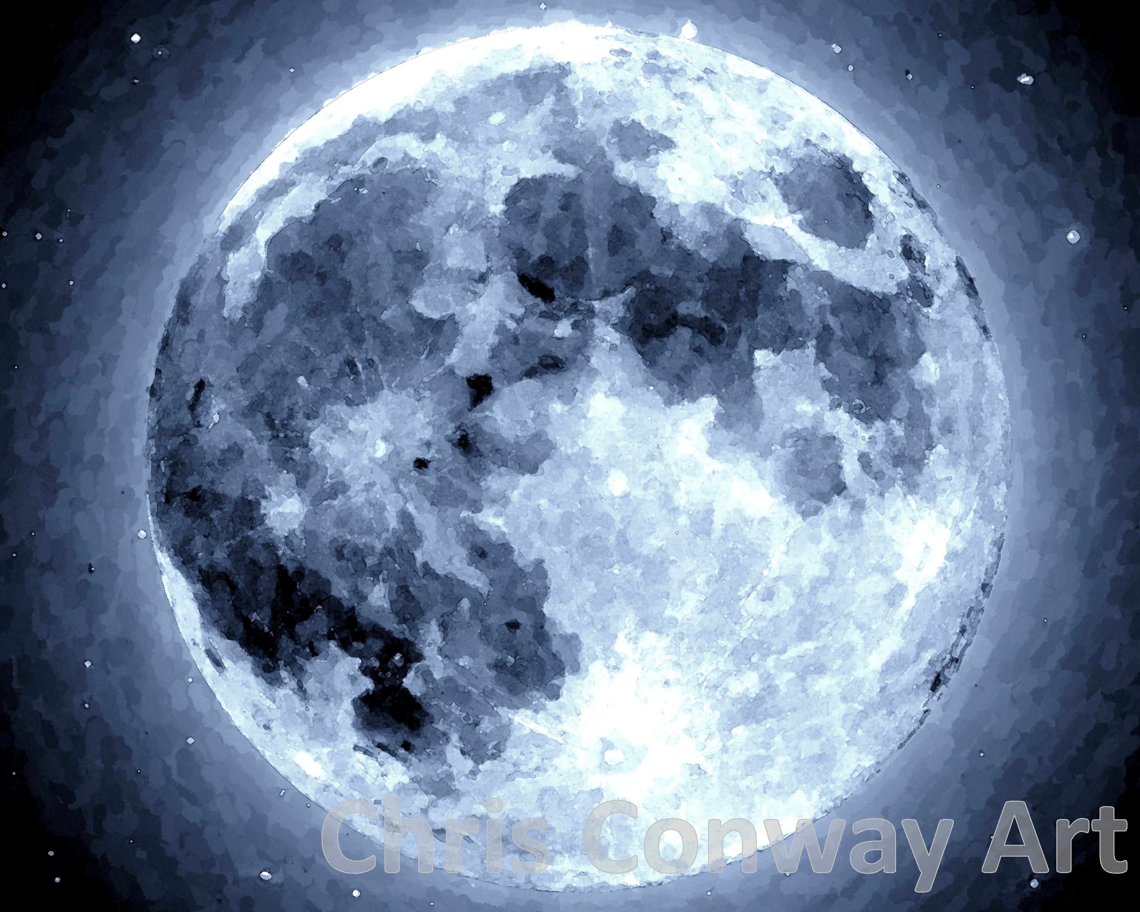 3748x2999 Full Moon Painting Watermark Chris Conway Art - Full Moon Painting