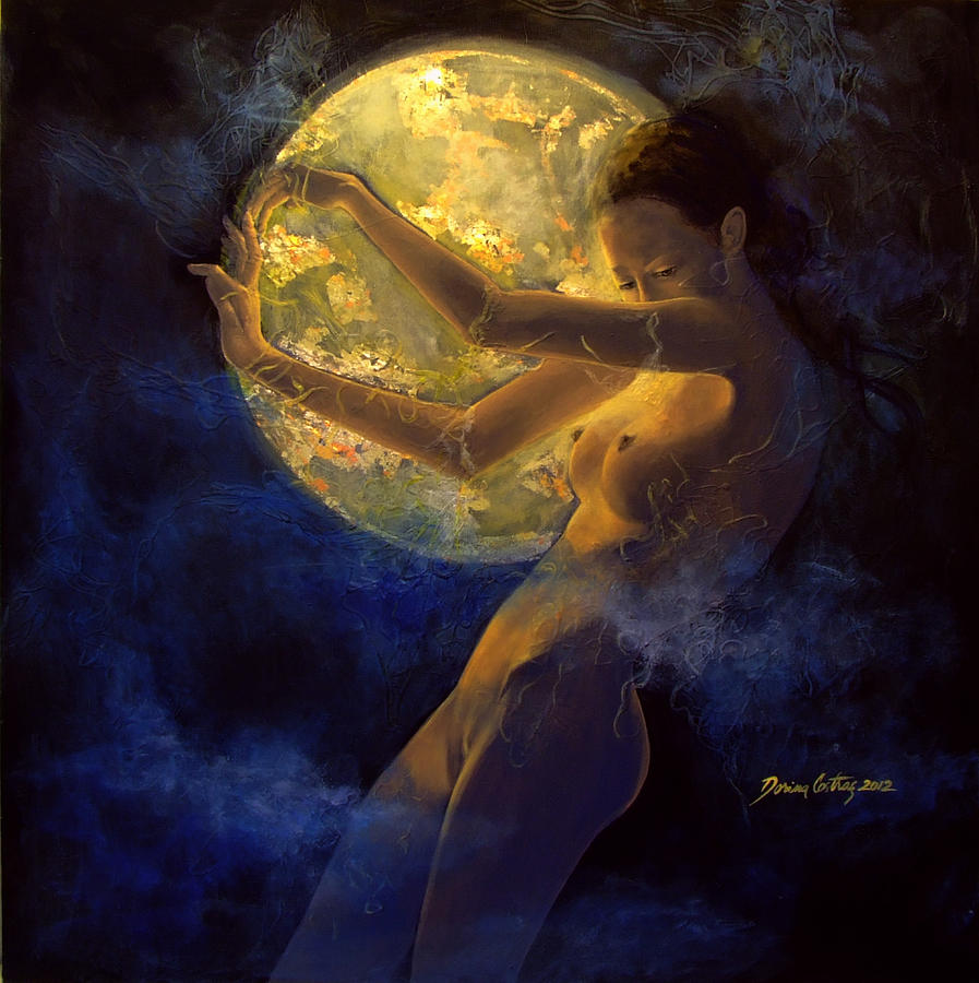 897x900 Full Moon Painting By Dorina Costras - Full Moon Painting