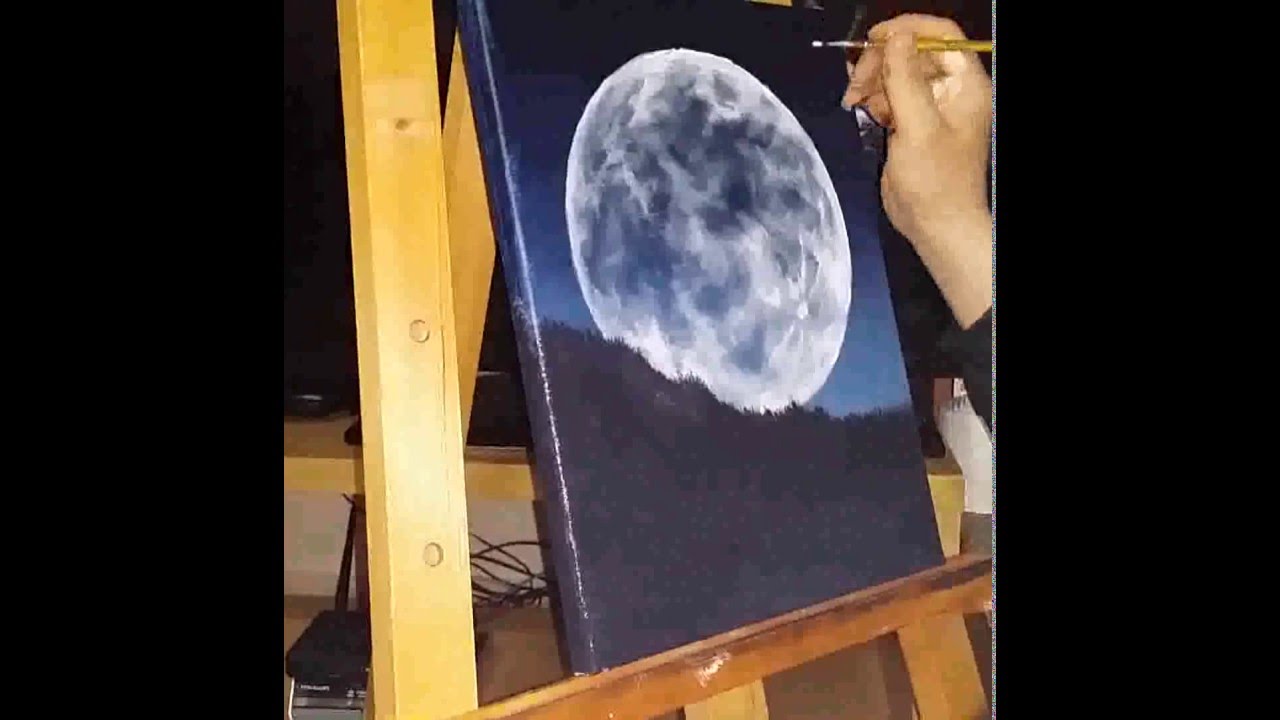 1280x720 Full Moon Painting Acryl, Oil, Tutorial, How To Paint - Full Moon Painting