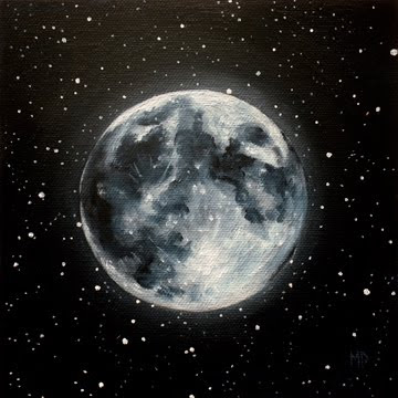 360x360 Marina Petro ~ Adventures In Daily Painting Moon Glow Oil - Full Moon Painting